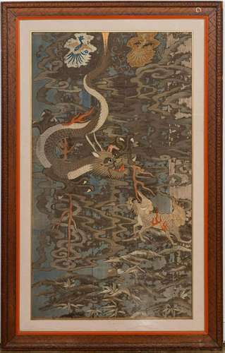 CHINESE EMMROIDERED SILK DRAGON