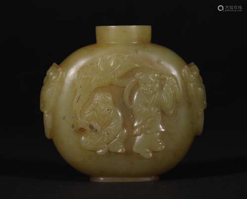 A CHINESE VINTAGE YELLOW JADE SNUFF BOTTLE