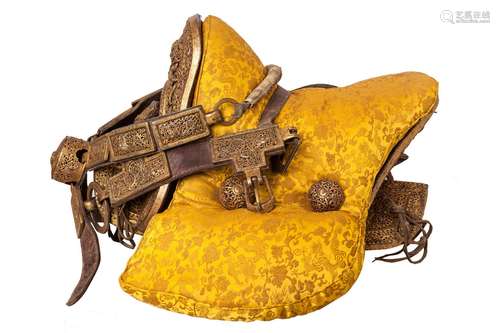 IMPORTANT IMPERIAL SILK & GILT HORSE SADDLE