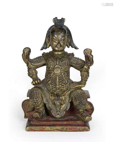 LACQUERED BRONZE FIGURE OF GUANDI. 17TH/18TH C