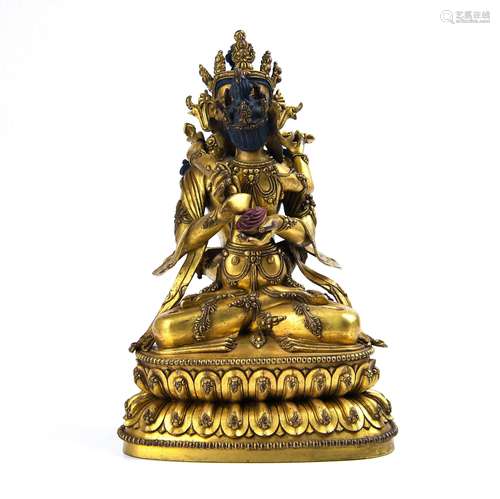 FINELY CAST GILT BRONZE FIGURE OF AMITAYUS