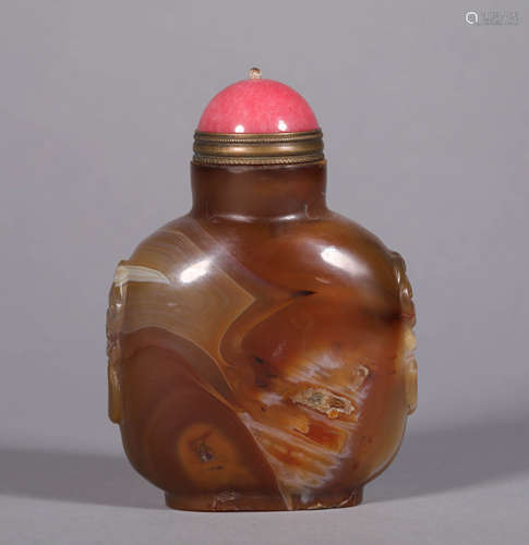 A CHINESE VINTAGE AGATE SNUFF BOTTLE