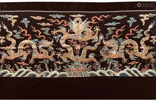 CHINESE EMBROIDERED SILK DRAGON PANEL