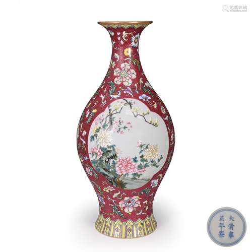 LARGE CHINESE PORCELAIN CHRYSANTHEMUM VASE WITH MARK