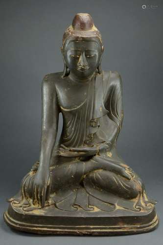 18/19TH C. LARGE BURMESE MANDALAY STYLE BRONZE BUDDHA