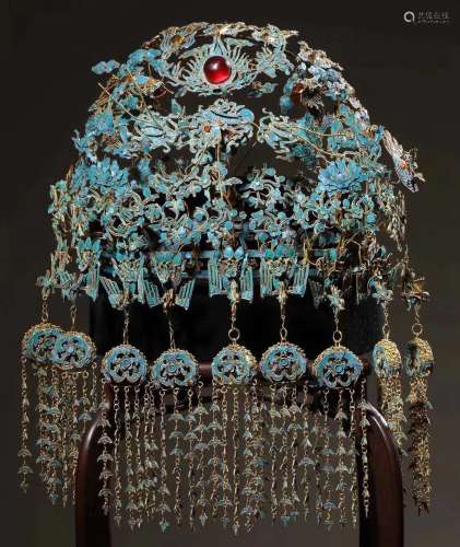 EXQUISITE IMPERIAL KINGFISHER HEADDRESS
