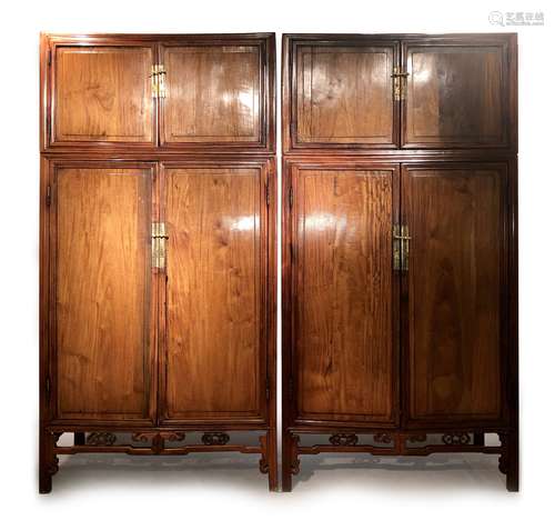 A PAIR OF FINE HUANGHUALI WOOD COMPOUND CABINET