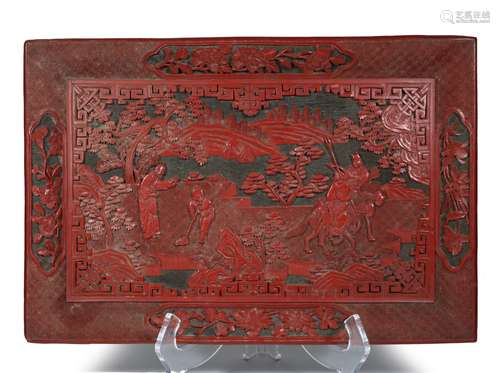 CARVED RED CINNABAR LACQUERED