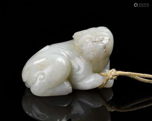 CARVED JADE GUARDIAN LION