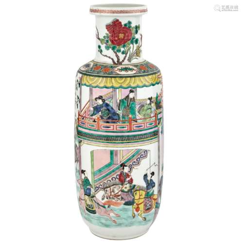 FAMILLE VERTE PAINTED PORCELAIN VASE