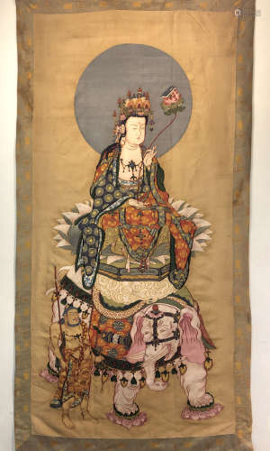 LARGE CHINESE SILK KESI OF MANJUSHRI