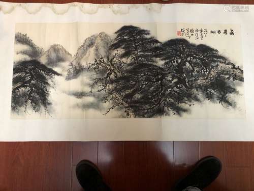 黎雄才 古松 镜片横幅