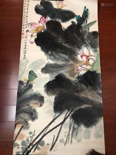 晏济元 荷花鱼 镜片