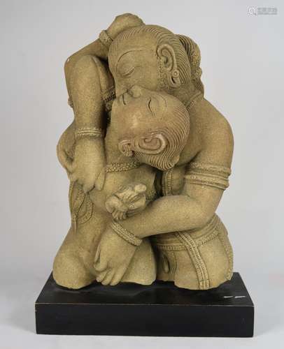 CARVED INDIAN SANDSTONE FIGURE SCULPTURE