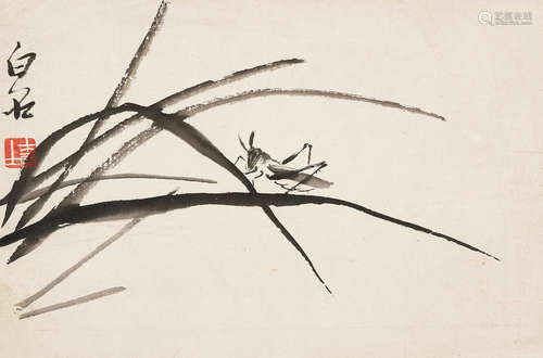 Qi Baishi (1862-1957)  Grasshopper and Leaves