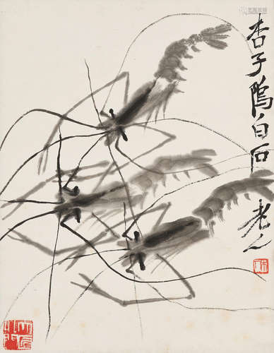 Qi Baishi (1864-1957)  Three Shrimps