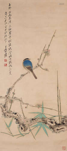 Zhang Daqian (Chang Dai-chien, 1899-1983)   Plum Blossoms, Bamboo and Bird