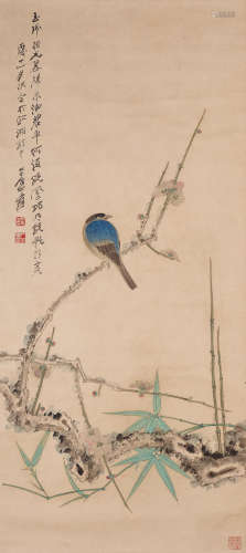 Zhang Daqian (Chang Dai-chien, 1899-1983)   Plum Blossoms, Bamboo and Bird