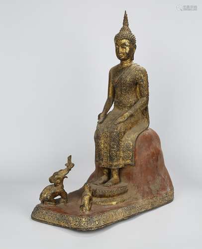 GILT BRONZE FIGURE OF SAKYAMUNI