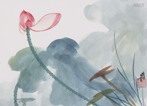 Zhang Daqian (Chang Dai-chien 1899-1983)  Two Woodblock Prints of Peony and Lotus