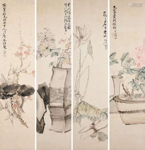Zhao Zhiqian (1829-1884)  Flowers of Four Seasons