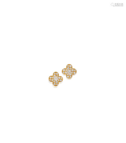 A Pair of Diamond 'Trefle' Earrings, by Van Cleef & Arpels