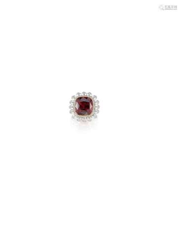 A Garnet and Diamond Ring