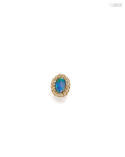 An Opal Doublet and Diamond Ring