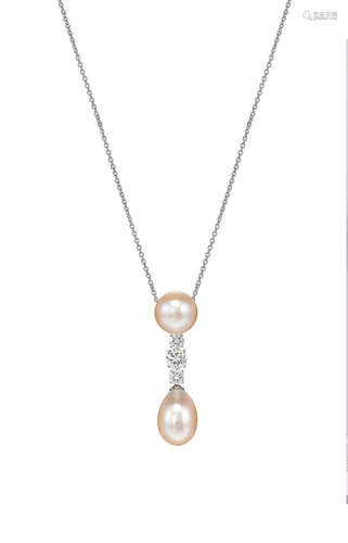 A Cultured Pearl and Diamond Pendant Necklace, by Graff