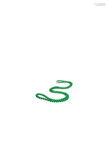 A Single Strand Jadeite Bead Necklace