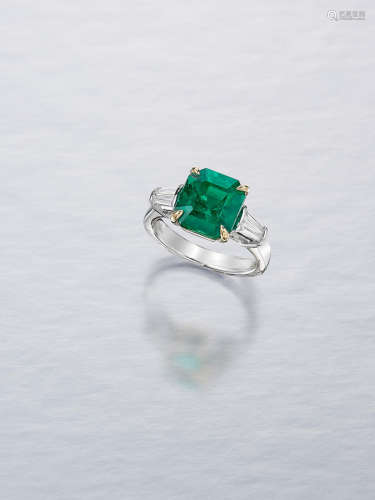 A Emerald and Diamond Ring