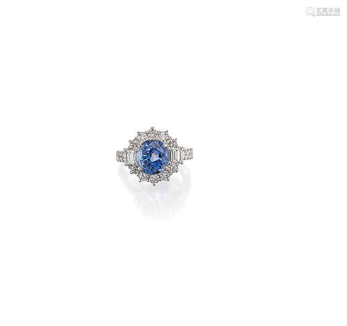 A Sapphire and Diamond Ring