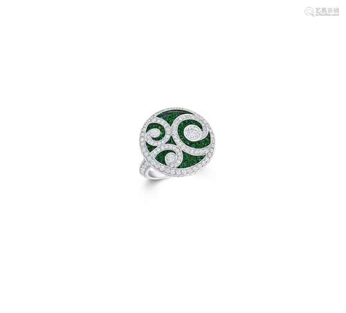 An Emerald and 'Diamond on Diamond' Ring, by Graff