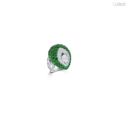 An Emerald and Diamond 'Pavilion' Ring, by Graff