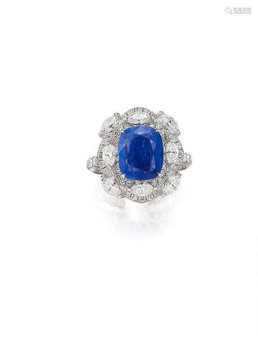 A Sapphire and Diamond Ring