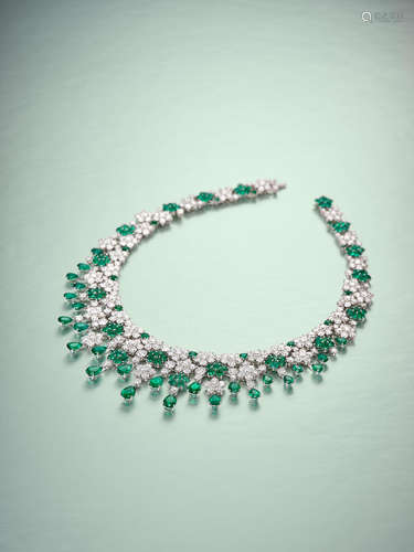 An Exquisite Emerald and Diamond 'Cluster' Necklace, by Graff