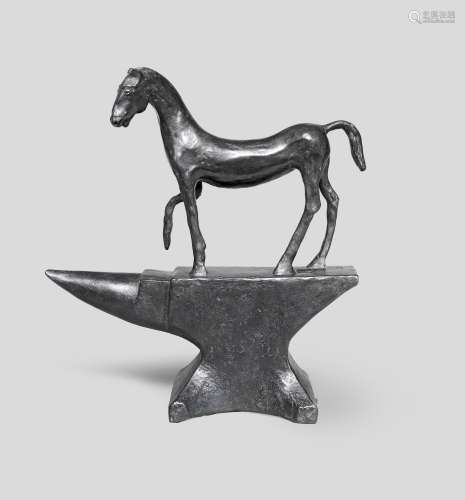 Barry Flanagan, R.A. (British, 1941-2009) Horse on Anvil 56 cm. (22 in.) high (Conceived and cast...