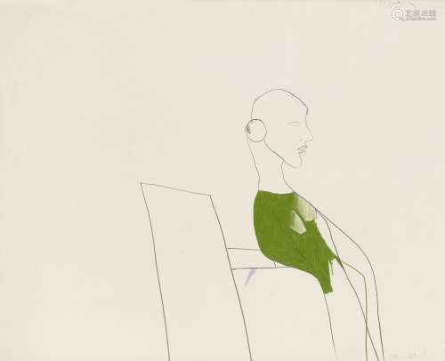 David Hockney R.A. (British, born 1937) Green woman 46.7 x 58.2 cm. (18 3/8 x 22 7/8 in.)