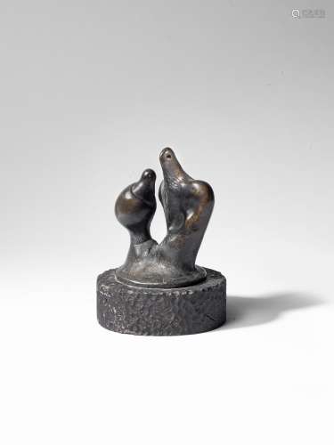 Henry Moore O.M., C.H. (British, 1898-1986) Mother and Child: Circular Base 13.5 cm. (5 3/8 in.) ...
