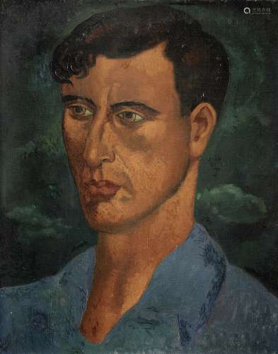 Christopher Wood (British, 1901-1930) Portrait of a Young Man 41.2 x 33.6 cm. (16 1/4 x 13 1/4 in...