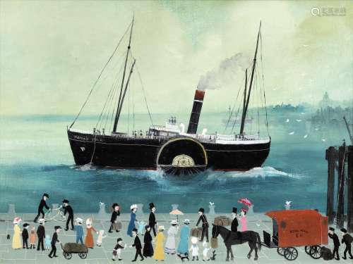 Helen Bradley (British, 1900-1979) Waiting at Liverpool to go to the Isle of Man 45.8 x 61 cm. (1...