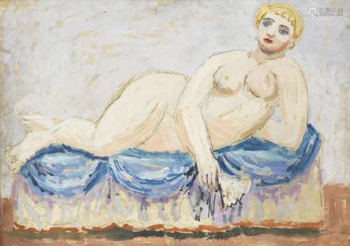 Duncan Grant (British, 1885-1978) Reclining Nude with Fan 57.2 x 77 cm. (22 1/2 x 30 1/4 in.)