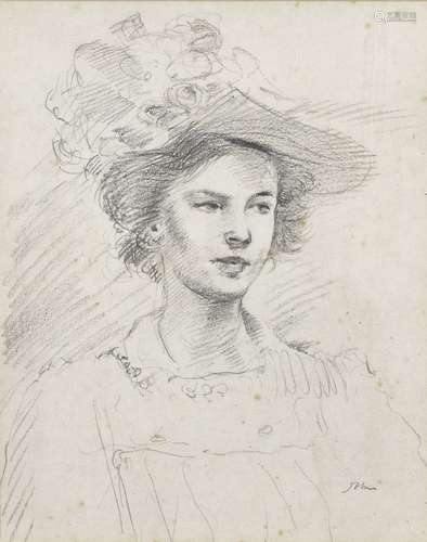 Augustus John O.M., R.A. (British, 1878-1961) Portrait of Ida Nettleship 25.3 x 20 cm. (10 x 8 in...