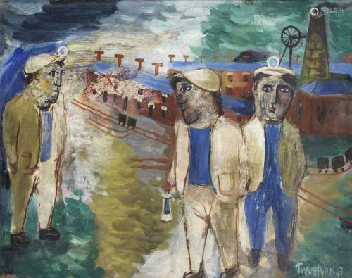 Julian Trevelyan R.A. (British, 1910-1988) The Miners 31.3 x 40.8 cm. (12 3/8 x 16 in.)