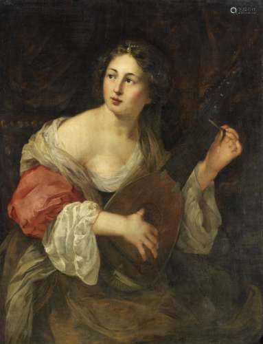 Antwerp School, 17th Century A young woman playing the lute