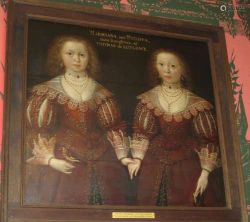 Circle of William Larkin (London circa 1580-1619) Double portrait of twin sisters, said to be Mar...