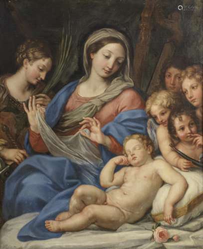 Giuseppe Bartolomeo Chiari (Rome 1654-1724) The Madonna and Child with Saint Catherine and putti