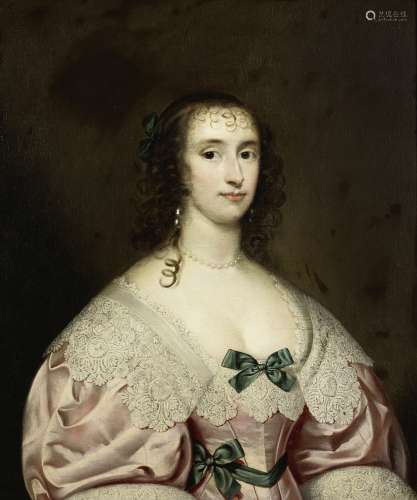 Cornelis Jonson van Ceulen (London 1593-1661 Utrecht) Portrait of a lady, half-length, in a pink ...