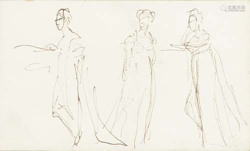 George Romney (Beckside 1734-1802 Kendal) Study for figures (together with 3 other figure studies...