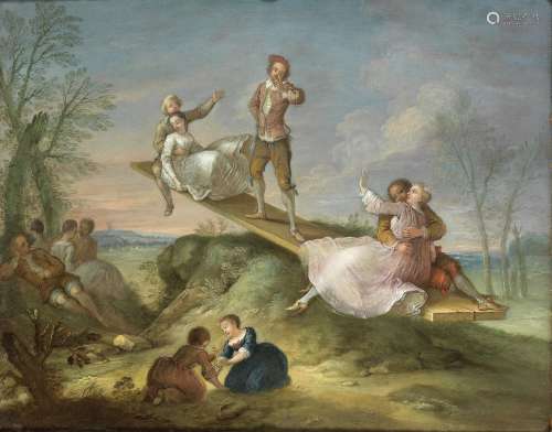 François Octavien (Rome 1695-1736 Paris) Elegant figures on a seesaw; and An elegant company danc...